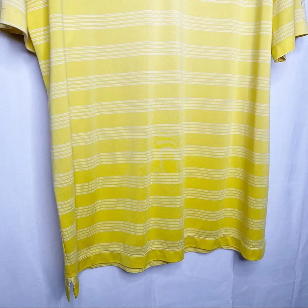 NIKE / yellow white striped golf short sleeve polo